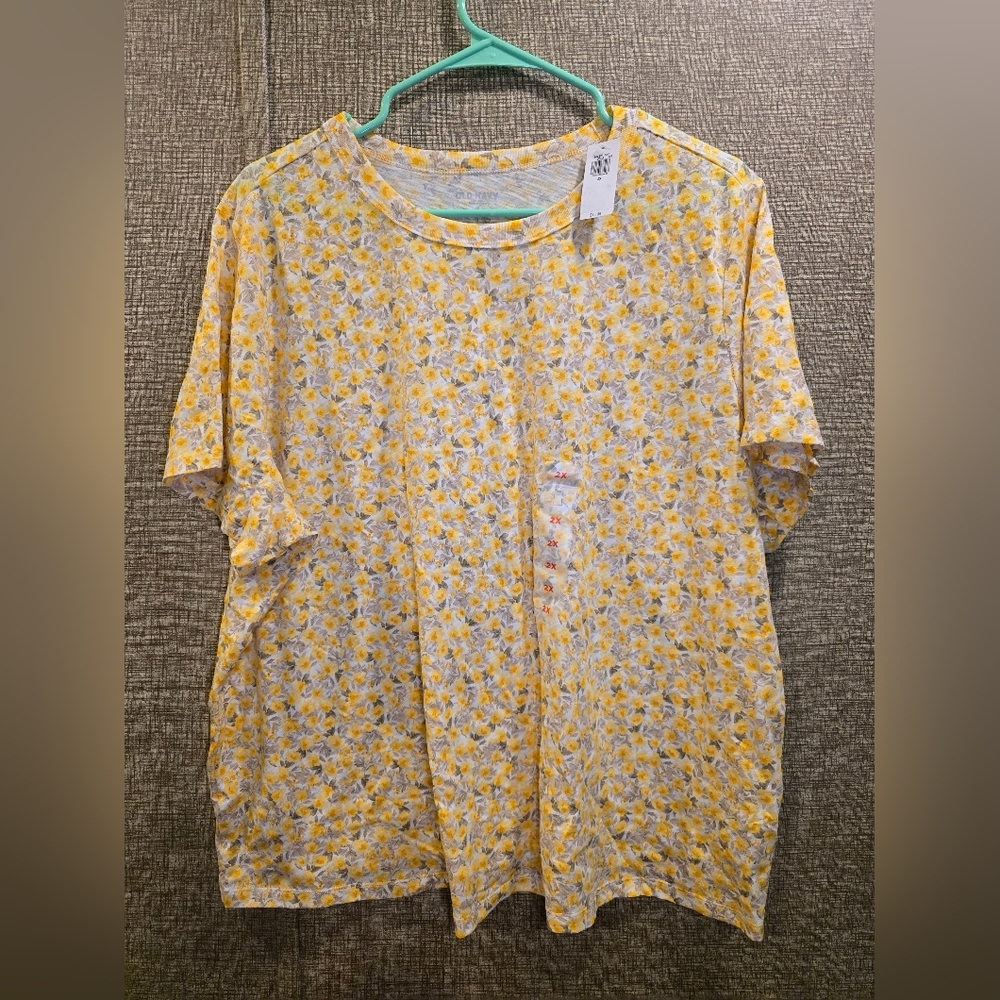2XL Yellow Floral Old Navy Shirt